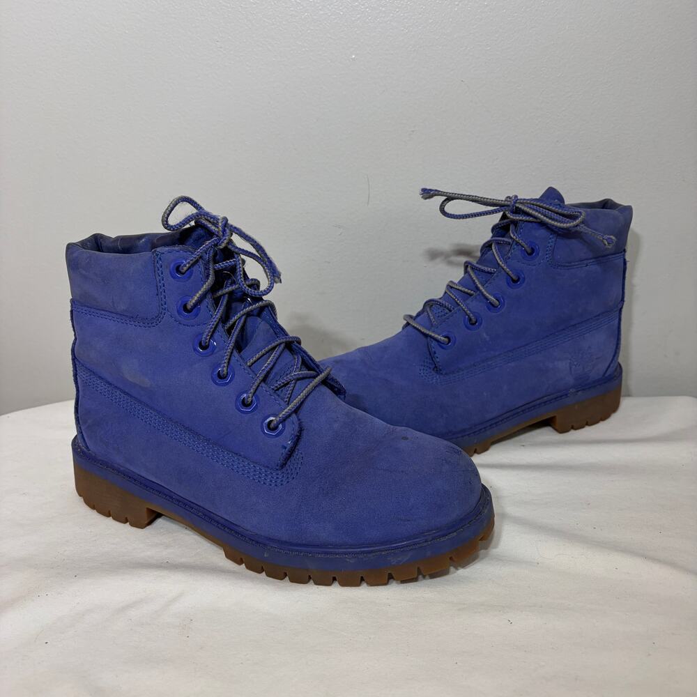 Timberland Boots Blue Suede Leather Womens Lace Up Primaloft 200 Gram School 6.5